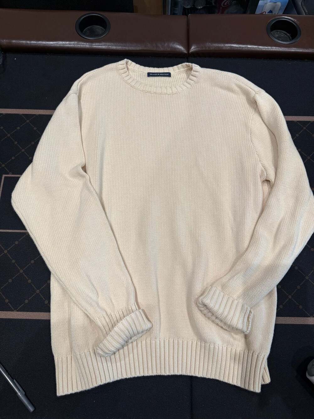 Brandy Melville Cream Ribbed Crew Neck Pullover Sweater